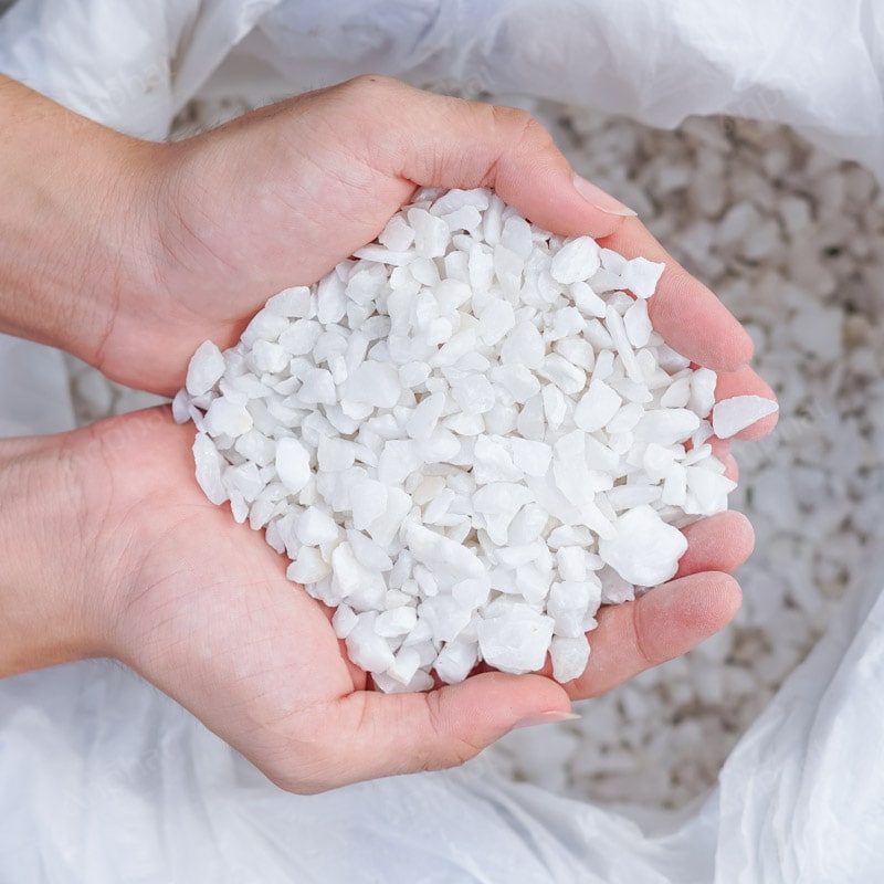 Đá Thạch Anh Vụn Trắng Thô Hạt Nhỏ